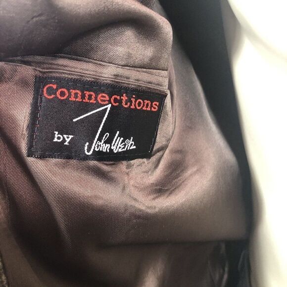 Vtg John Weitz Men's L Plaid Wool 2 Button Blazer Jacket Sport Coat Brown Tan - Picture 10 of 12